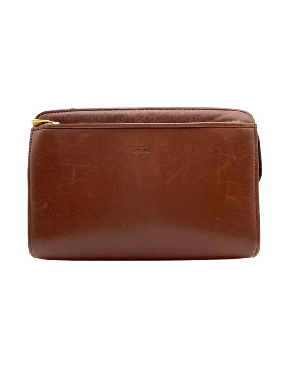 Balenciaga Clutch Leather Brown Gold Gentleman Business Ceremonial Occasions